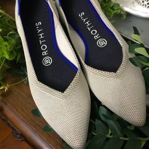 Rothy’s The Point Light Grey Classic Flats Size 8W